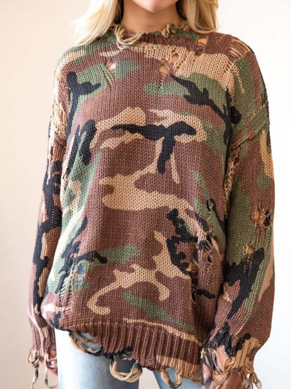 R13 NWOT distressed oversized sweater in army S